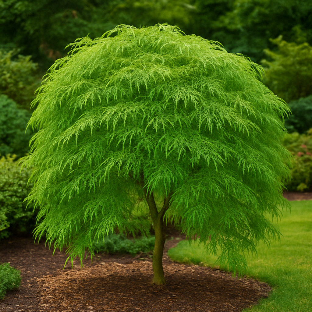 Acer palmatum Emerald Lace | Arce japonés de porte llorón y hojas verdes con matices rojizos en otoño