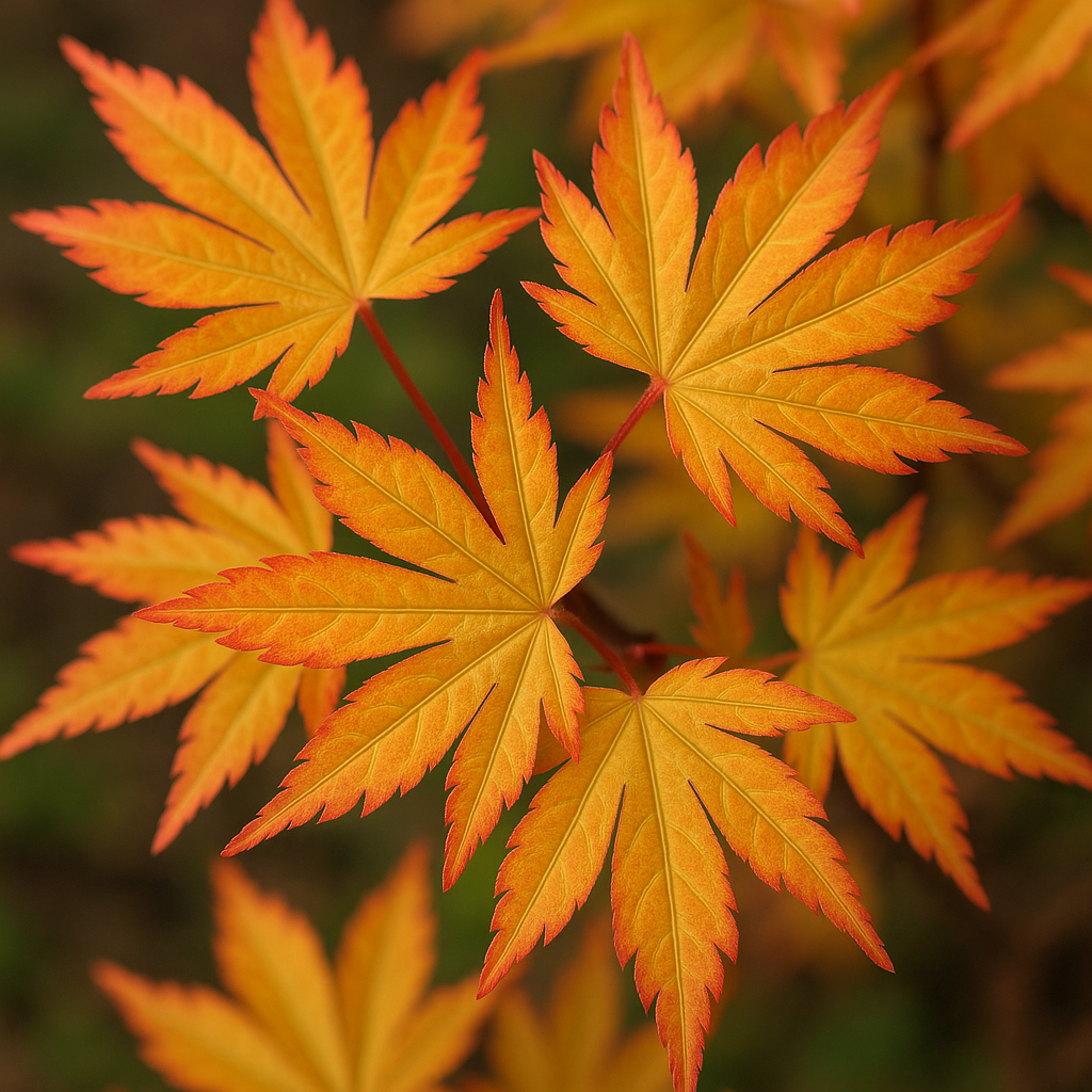 Acer palmatum Katsura | Arce japonés con hojas de color naranja brillante que evolucionan a tonos dorados